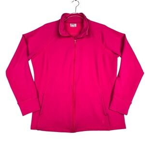 Danskin Now Womens XL‎ Pink Full Zip Mock Neck Athletic Track Jacket Pockets